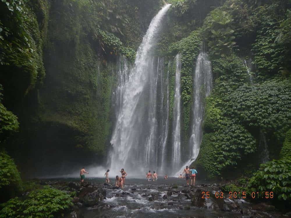 Swimming is an option at Tiu Kelep waterfall